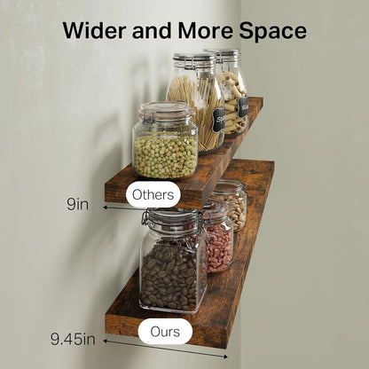 BAYKA Floating Shelves, 48 inches Long Wall Mounted Rustic Wood Shelves for Bathroom, Bedroom