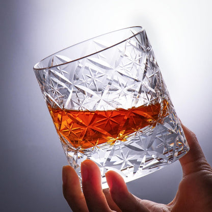 KAMMAK Crystal Whiskey Glasses Set of 2, Hand Blown 7.78oz Old Fashioned Glasses Stemless, Luxury