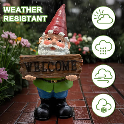 Gnome Garden Decor Statue Gnomes Decorations for Yard with Welcome Sign Outdoor Decorations for