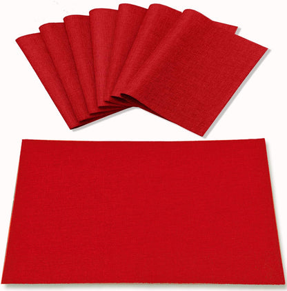 Cloth Placemats Set of 8, Linen Type Fabric Placemats Machine Washable Heat Resistant Placemats