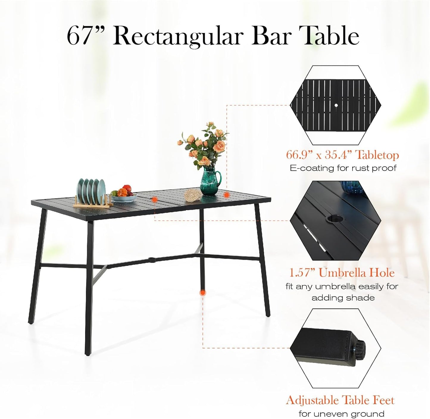 Sophia & William Outdoor Bar Set, Patio Bar Table and Chairs Set, Bar Height Patio Set - 4 x Swivel