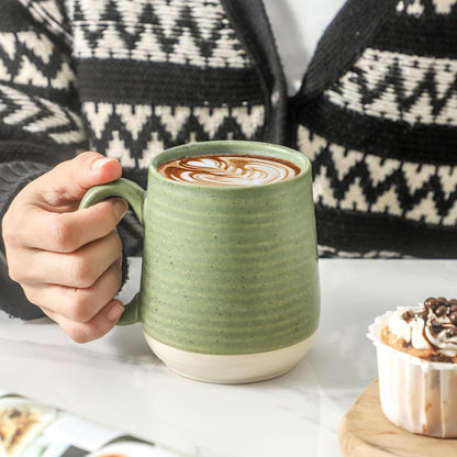 Hasense Porcelain Coffee Mugs Set of 6, 15 Ounce Large Ceramic Coffee Cups Set with Handle for