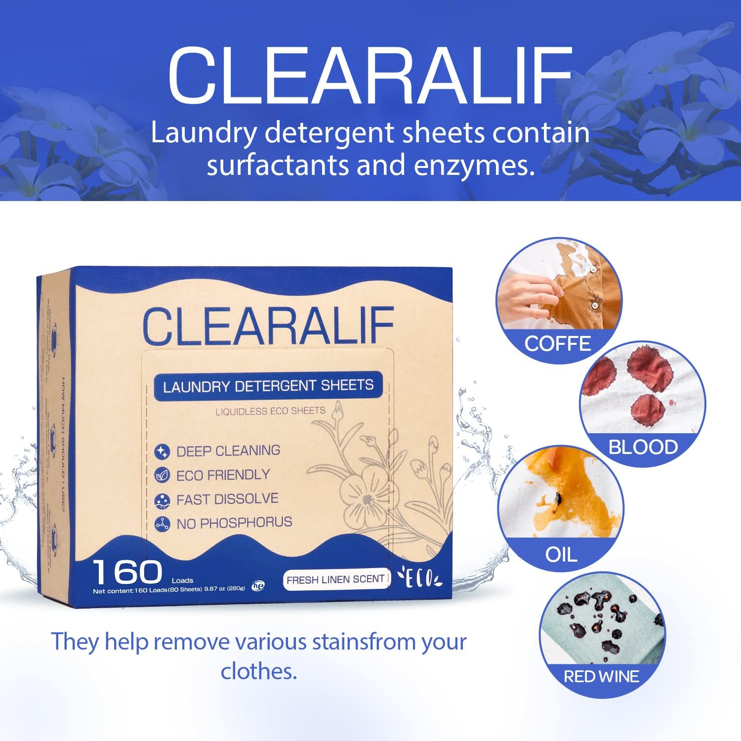 Laundry Detergent Sheets Up to 320 Loads, Fresh Linen - Great For Travel,Apartments