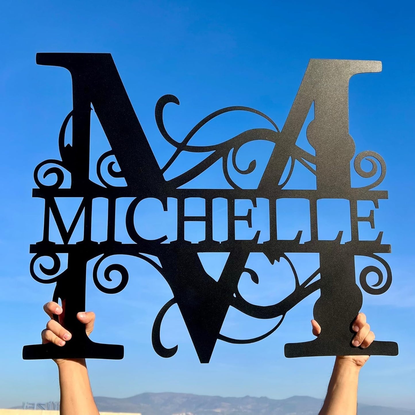 Personalized Metal Name Signs, Split Letter Monogram Wall Art Decor, Durable Steel Family Last Name