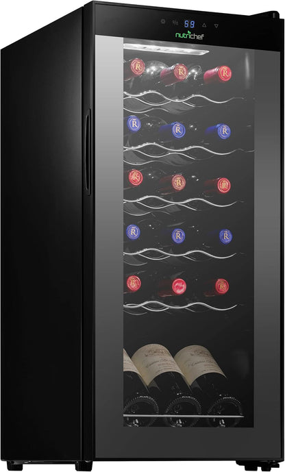 Nutrichef 18 Bottle Slim Wine Fridge | Red & White Wine Chiller | Adjustable Temperature Control