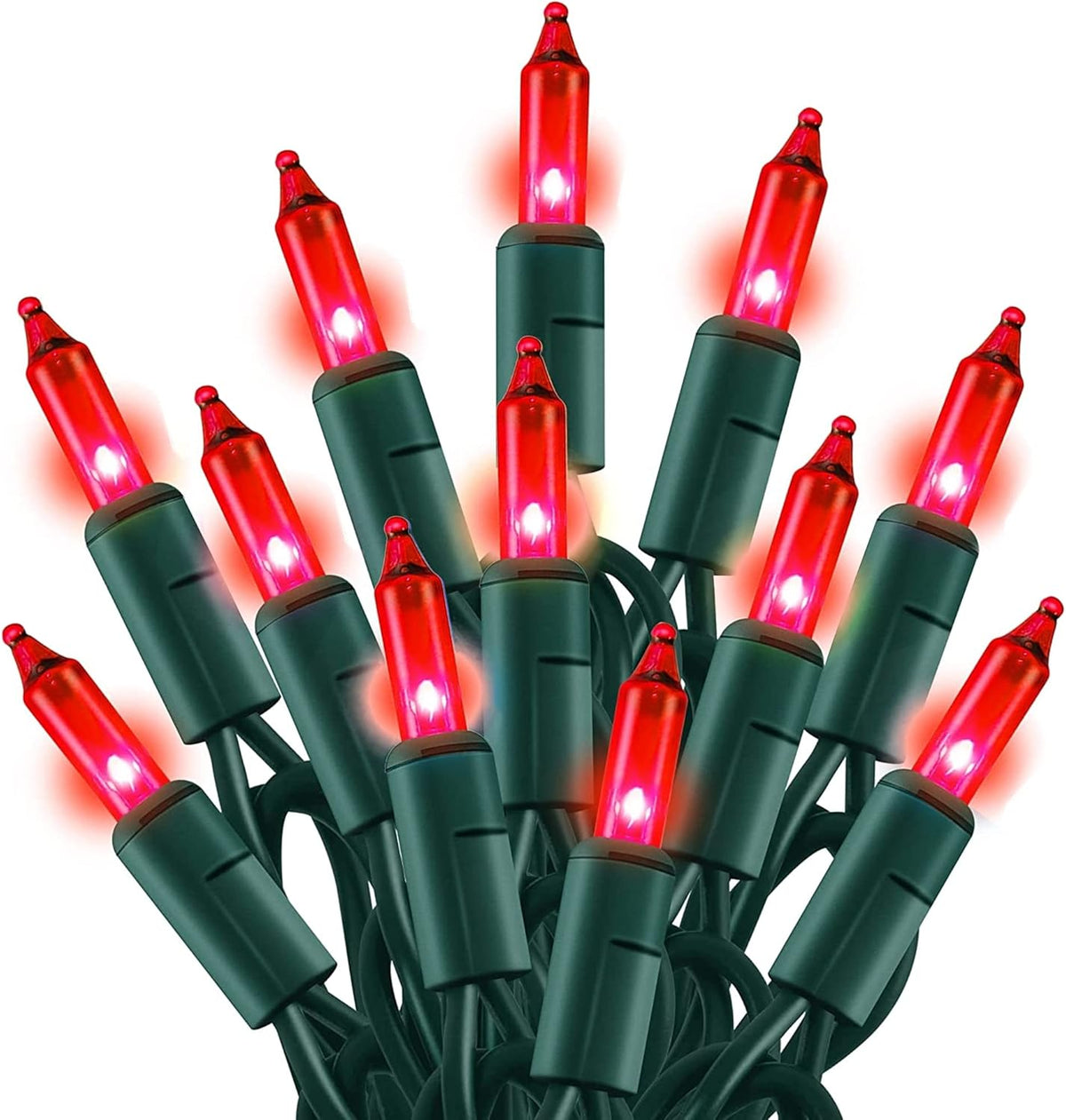 Dazzle Bright Red Christmas Mini String Lights, 20FT 100 Count Incandescent Waterproof Fairy Lights
