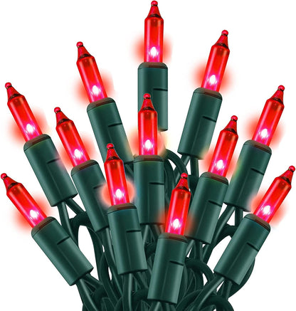 Dazzle Bright Red Christmas Mini String Lights, 20FT 100 Count Incandescent Waterproof Fairy Lights