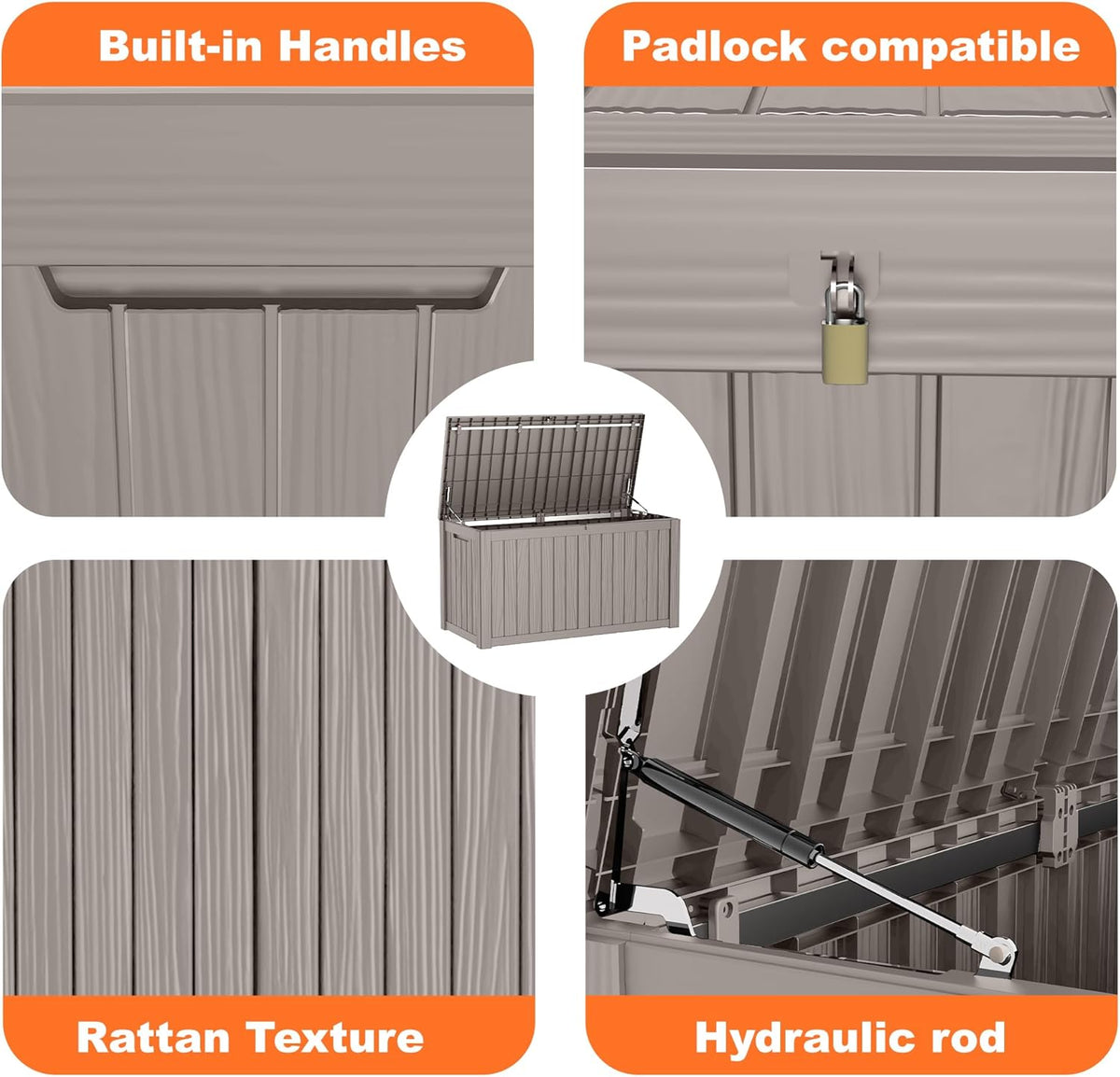 150 Gallon Resin Deck Box, Lockable Patio Outdoor Storage Box for Furniture, Garden Tools and Tools