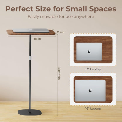 Portable Laptop Floor Stand, Bedside/Sofa Table with Height Adjustable 18''~47'', Stylish Movable