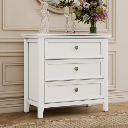 BLANKSPACE White Dresser, 3 Chest Drawer Dresser for Bedroom, Large Capacity Nightstand, Modern
