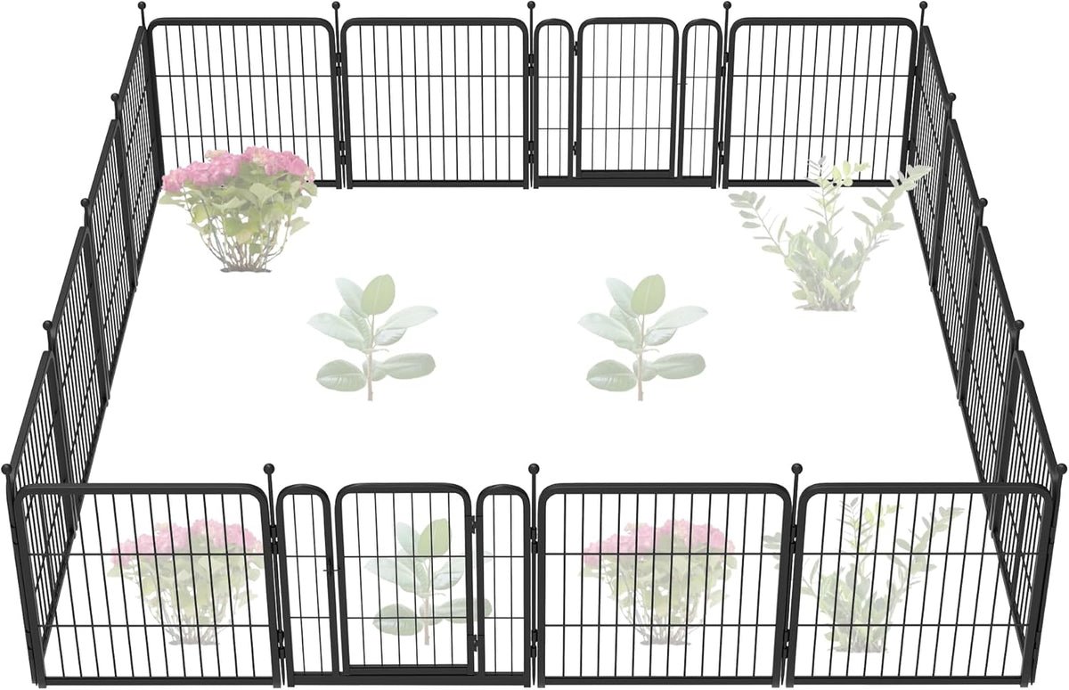 FXW Garden Fence Outdoor for The Yard – 24in(H) x 29.6ft(L) Heavy Duty Metal Animal Barrier for Dog
