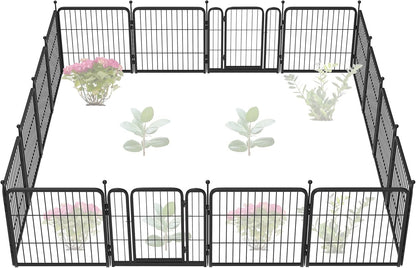 FXW Garden Fence Outdoor for The Yard – 24in(H) x 29.6ft(L) Heavy Duty Metal Animal Barrier for Dog