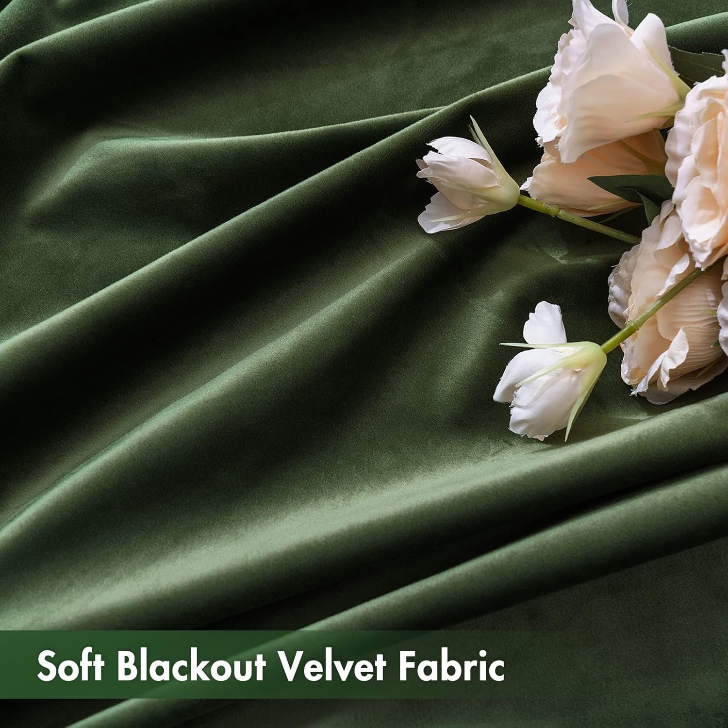 MIULEE Olive Green Velvet Curtains 84 Inches Long, Thermal Insulated Blackout Drapes for Bedroom