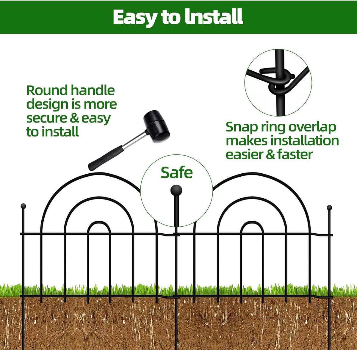 Decorative Garden Fence, 15 Panels No Dig Fence 21.25ft(L) x13in(H) Animal Barrier for Dog Rabbit