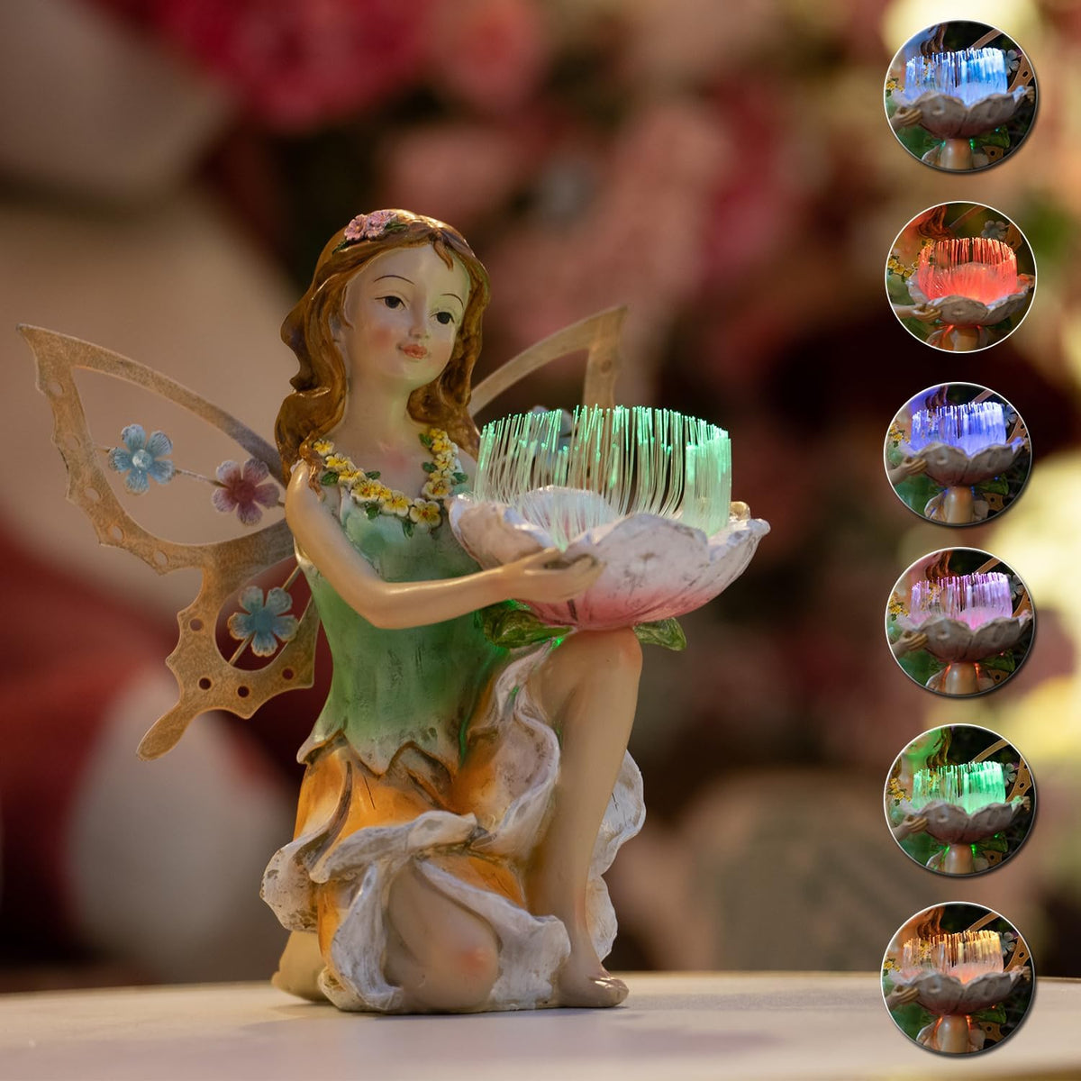 Fairy Decor Solar Outdoor Statues, Fairy Garden Accessories for Outside Garden Gifts,Resin