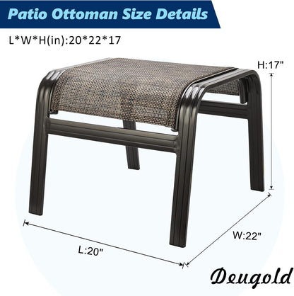 Outdoor Patio Foot Rest Ottoman Seat Textilene Portable Metal Footstool Portable Patio Chairs 2 Set