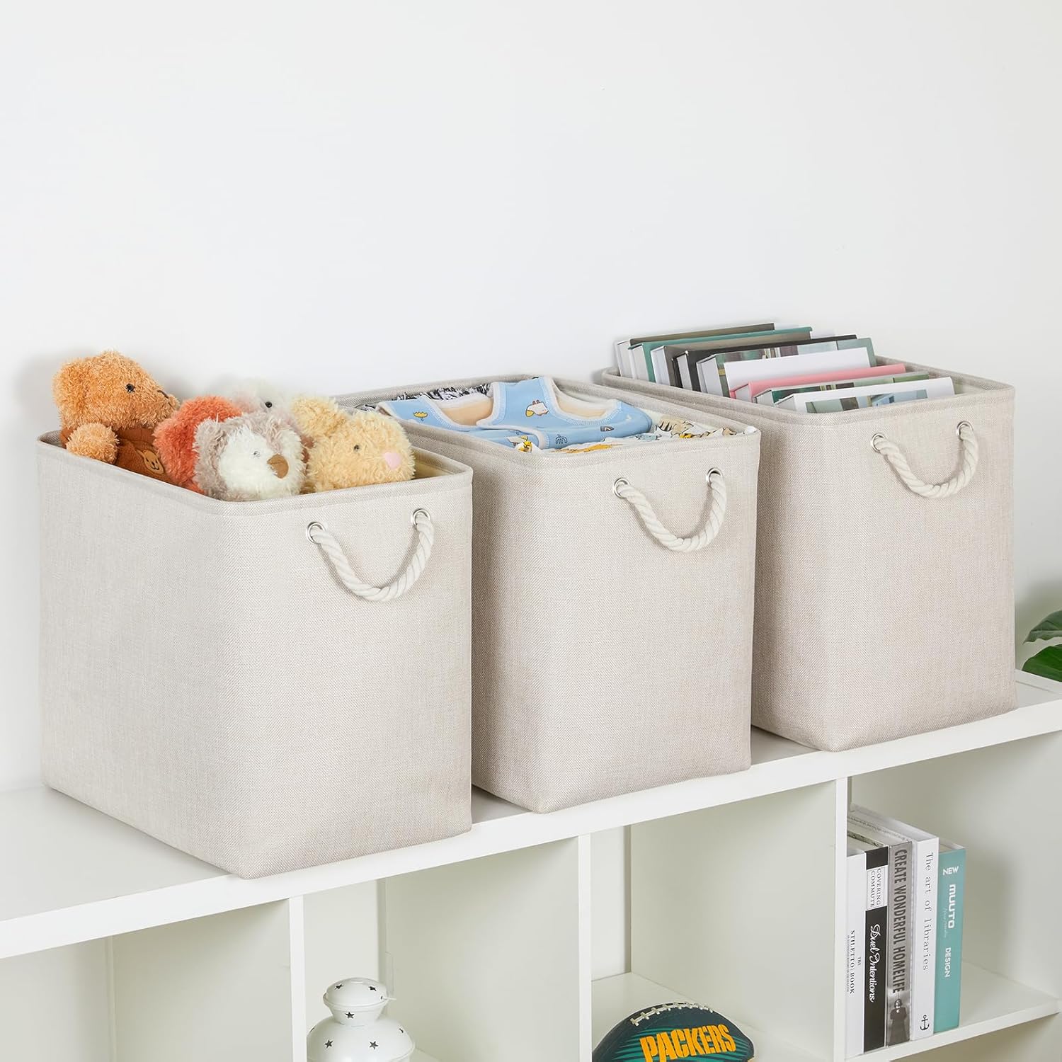 Bidtakay Extra Large Storage Baskets for Organizing Clothes Storage Bins 3 Pack Fabric Storage Bins