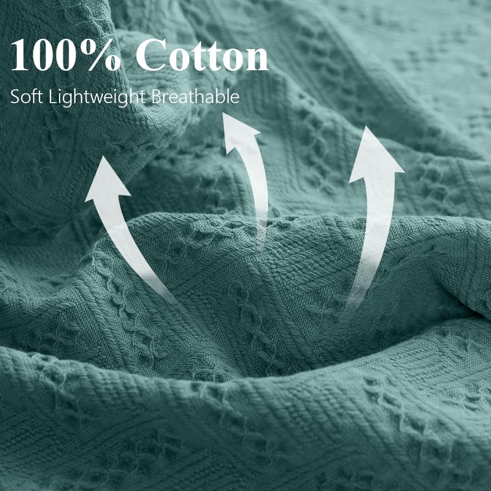 Simple&Opulence 100% Cotton Throw Blanket for Bed, Couch, Boho Luxury Geometric Knit Woven Blanket