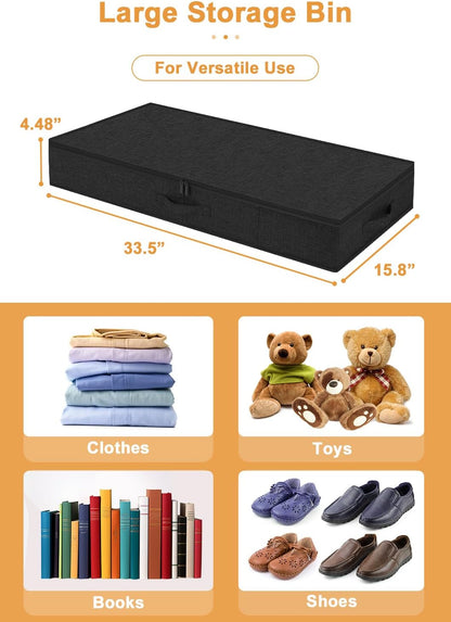 punemi Under Bed Storage Containers, 4.5 Inches Tall Low Profile Underbed Clothes Storage Organizer