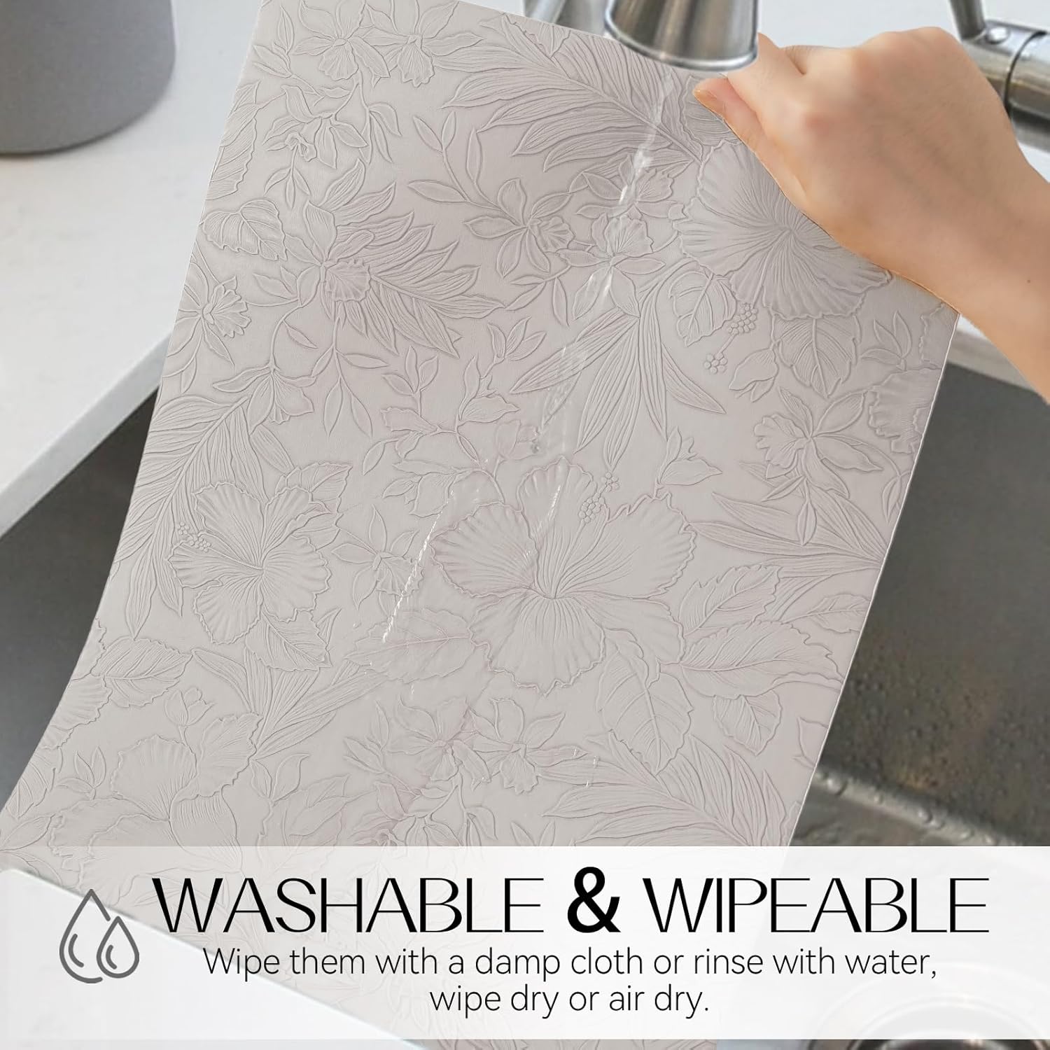 Romanstile Vinyl Placemats Set of 8-12 X 18 Inch - Heat Resistant Non-Slip Embossed Floral Place