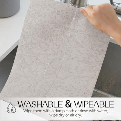 Romanstile Vinyl Placemats Set of 8-12 X 18 Inch - Heat Resistant Non-Slip Embossed Floral Place