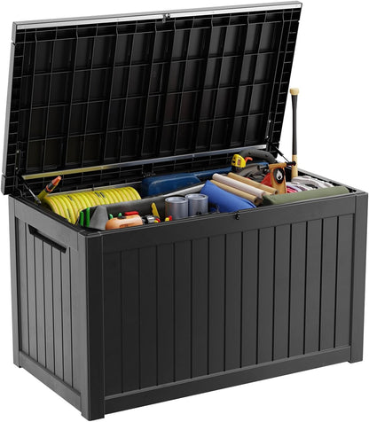 XXL 230 Gallon Large Resin Deck Box, Lockable Outdoor Storage Box for Patio Cushions Storage