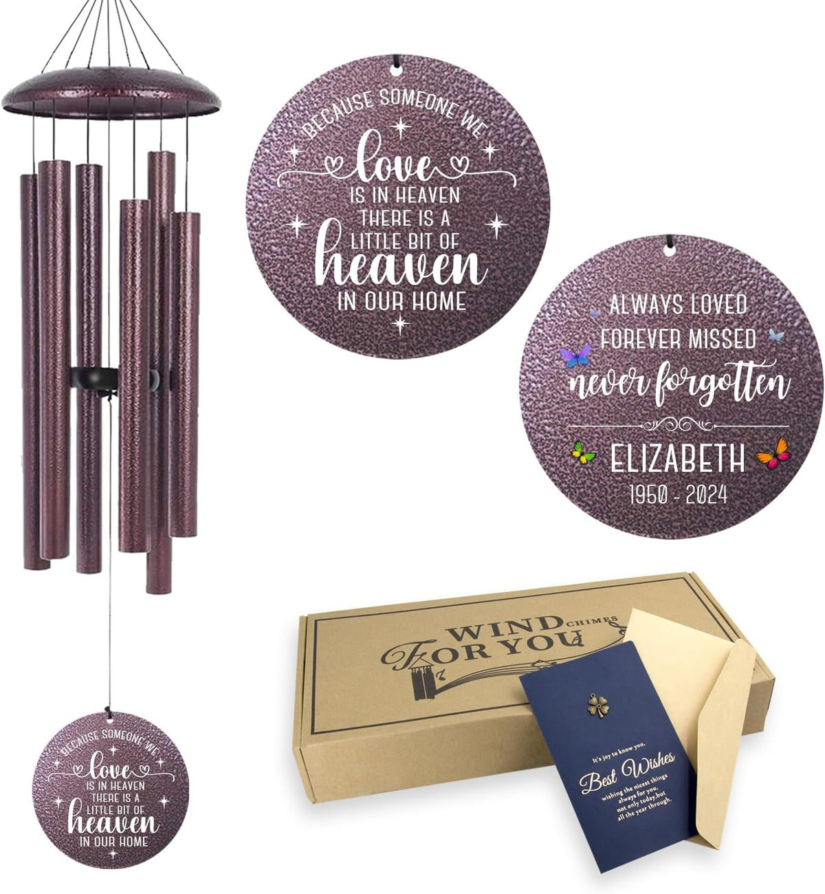 ASTARIN 36" Large Deep Tone Personalized Sympathy Wind Chimes, Memorial Wind Chime for Loss of
