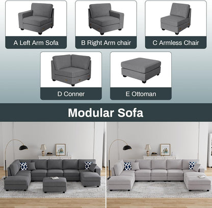 L Lengend Vansen Modular Sectional Sofa U Shaped Couch with Ottoman Modern Reversible Corner