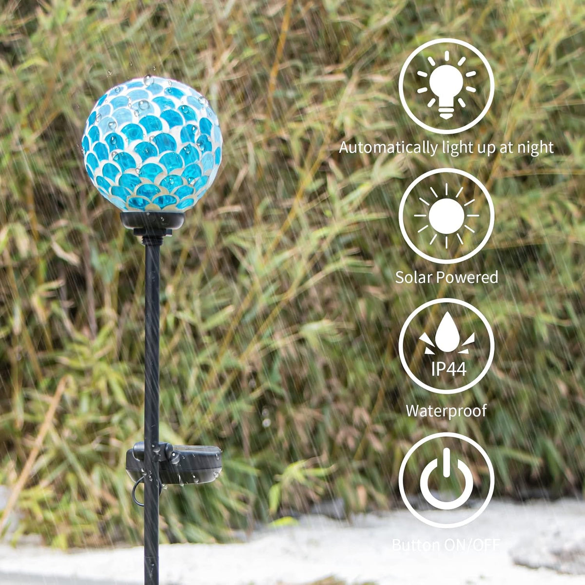 VCUTEKA Solar Lights - Outdoor Garden Decor Mosaic Solar Pathway Light Waterpoof LED Stake Light