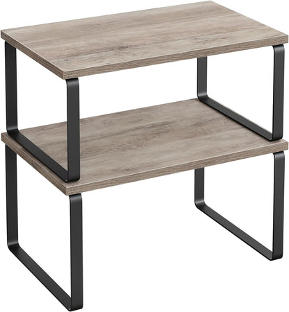 SONGMICS Cabinet Organizer Shelf, Set of 2 Kitchen Counter Shelves, Kitchen Storage, Spice Rack