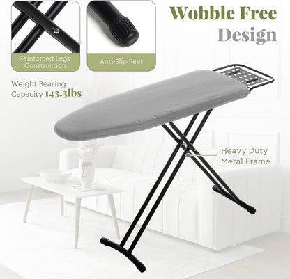 Ironing Board Full Size, RAINHOL 43"x13" Heavy Duty Compact Ironing Board with Iron Rest, Height