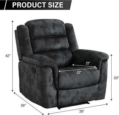 EBELLO Manual Recliner Chair, Soft Fabric Recliner Sofa with Overstuffed Armrest and Backrest for