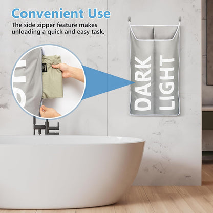 Hanging Laundry Hamper Bag XL 40x22", Space Saving over the Door Storage Bags, Behind the Door