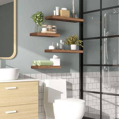 HOOBRO Floating Shelves for Wall, Wall Mounted Shelf Set of 2, 15.7" Hanging Shelf with Invisible