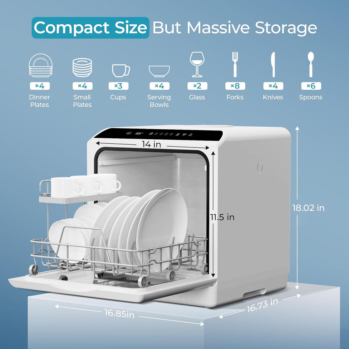 EUHOMY Mini Portable Dishwasher Countertop Compact Dishwashers, Tabletop Small Dishwasher with 5L