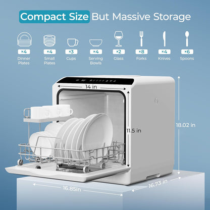EUHOMY Mini Portable Dishwasher Countertop Compact Dishwashers, Tabletop Small Dishwasher with 5L