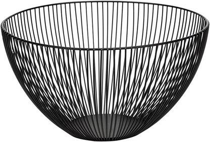 Metal Wire Fruit Basket, Black Fruit Vegetable Bowl for Kitchen Counter, Round Produce Storage