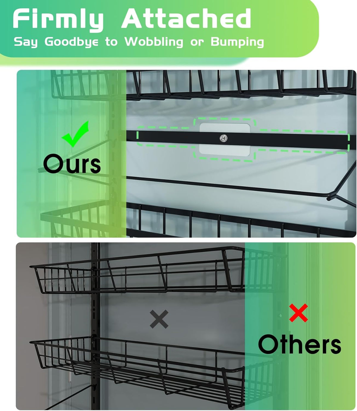 Over The Door Pantry Organizer, Pantry Storage and Organization, 6-Tier Adjustable Hanging Baskets