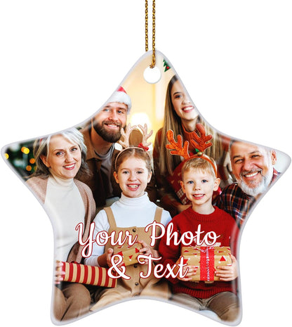 Personalized Christmas Ornaments 2025 Ceramic Custom Picture Text Hanging Ornament Customized