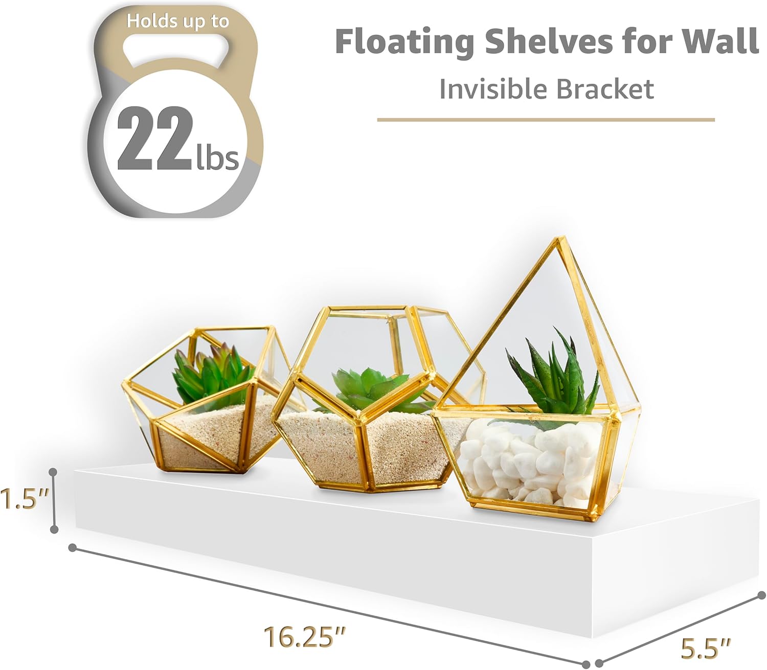 Sorbus Floating Shelves for Wall, Bathroom Shelves Wall Mounted for Kitchen, Bedroom, Bathroom