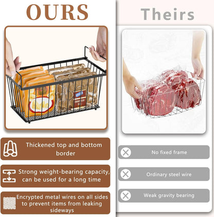 Freezer Organizer Bins，Upgraded Bottom Leak-Proof net，4 Pack，Encryption and Hardening ，Deep Freezer
