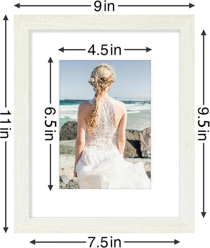 Vittanly 8x10 Picture Frames Set of 9, Shatter Resistant Plexiglass, Display 5x7 Pictures with Mat