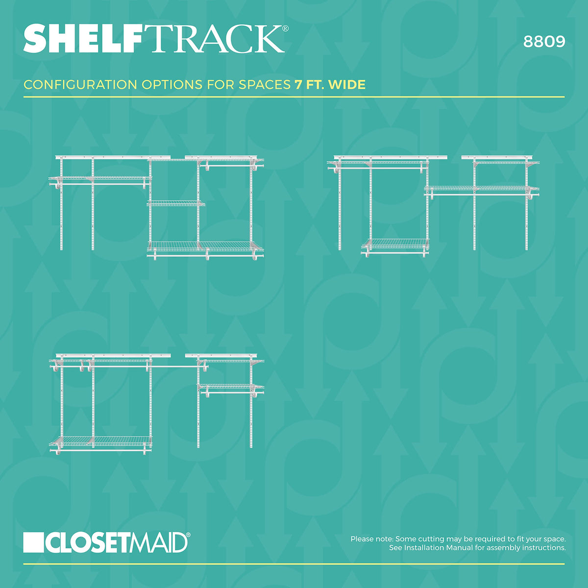 ClosetMaid ShelfTrack Wire Closet Organizer System, Adjustable from 5 to 8 Ft., with Shelves