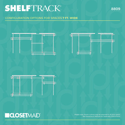 ClosetMaid ShelfTrack Wire Closet Organizer System, Adjustable from 5 to 8 Ft., with Shelves