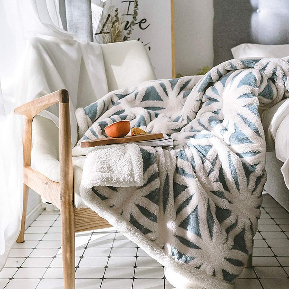 UKELER Ultra Plush Super Soft Lightweight Sherpa Throw Blanket 60''x50'' Cozy Luxury Light Blue