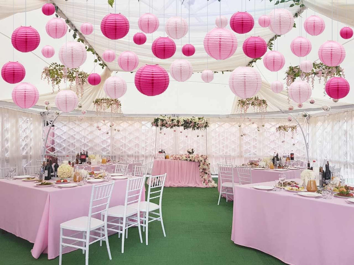 ADLKGG Pink Paper Lanterns Decorative, Hanging Round Paper Lanterns Indoor Outdoor for Graduation