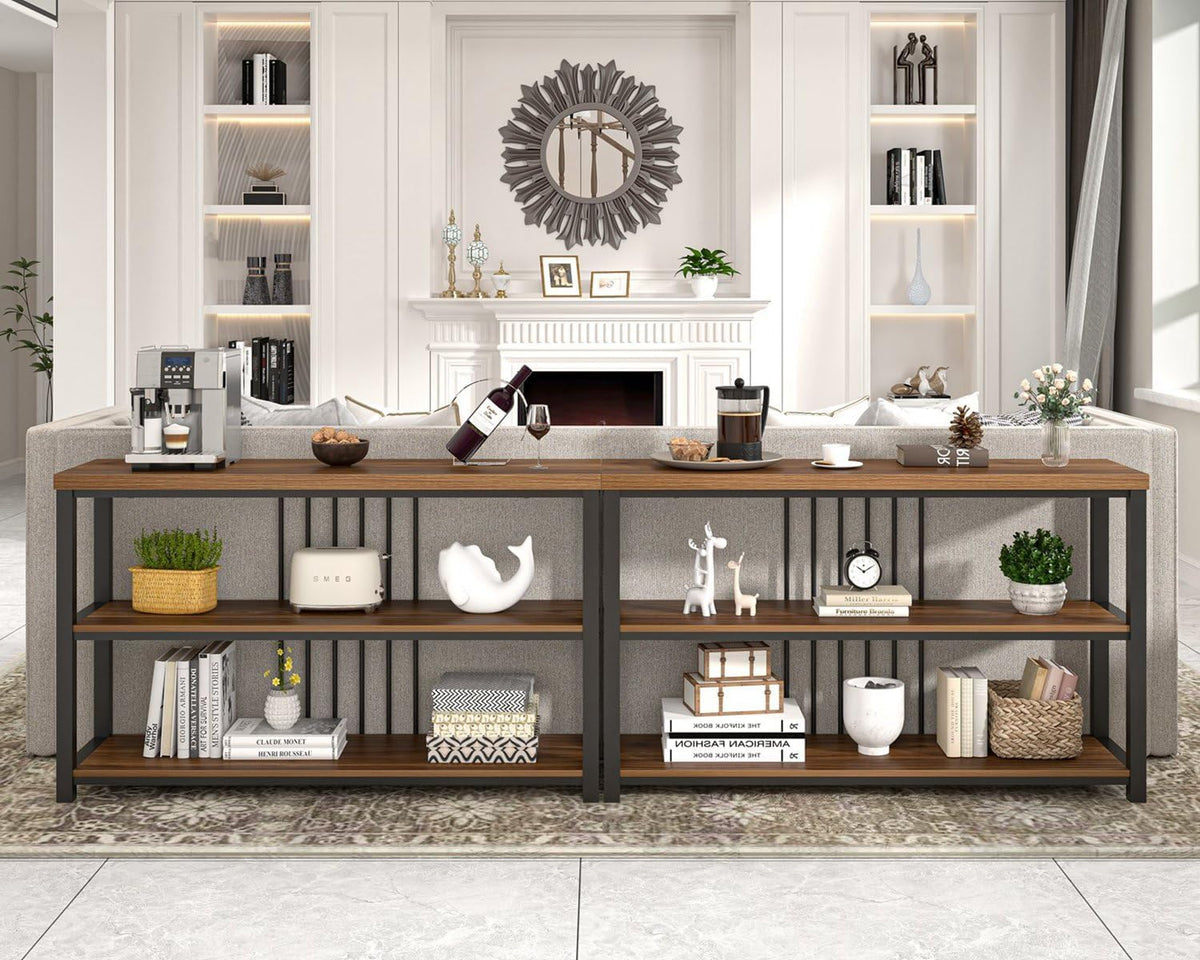 FOLUBAN Console Table for Entryway, Narrow Sofa Table with 3 Tier Storage Shelf for Living Room