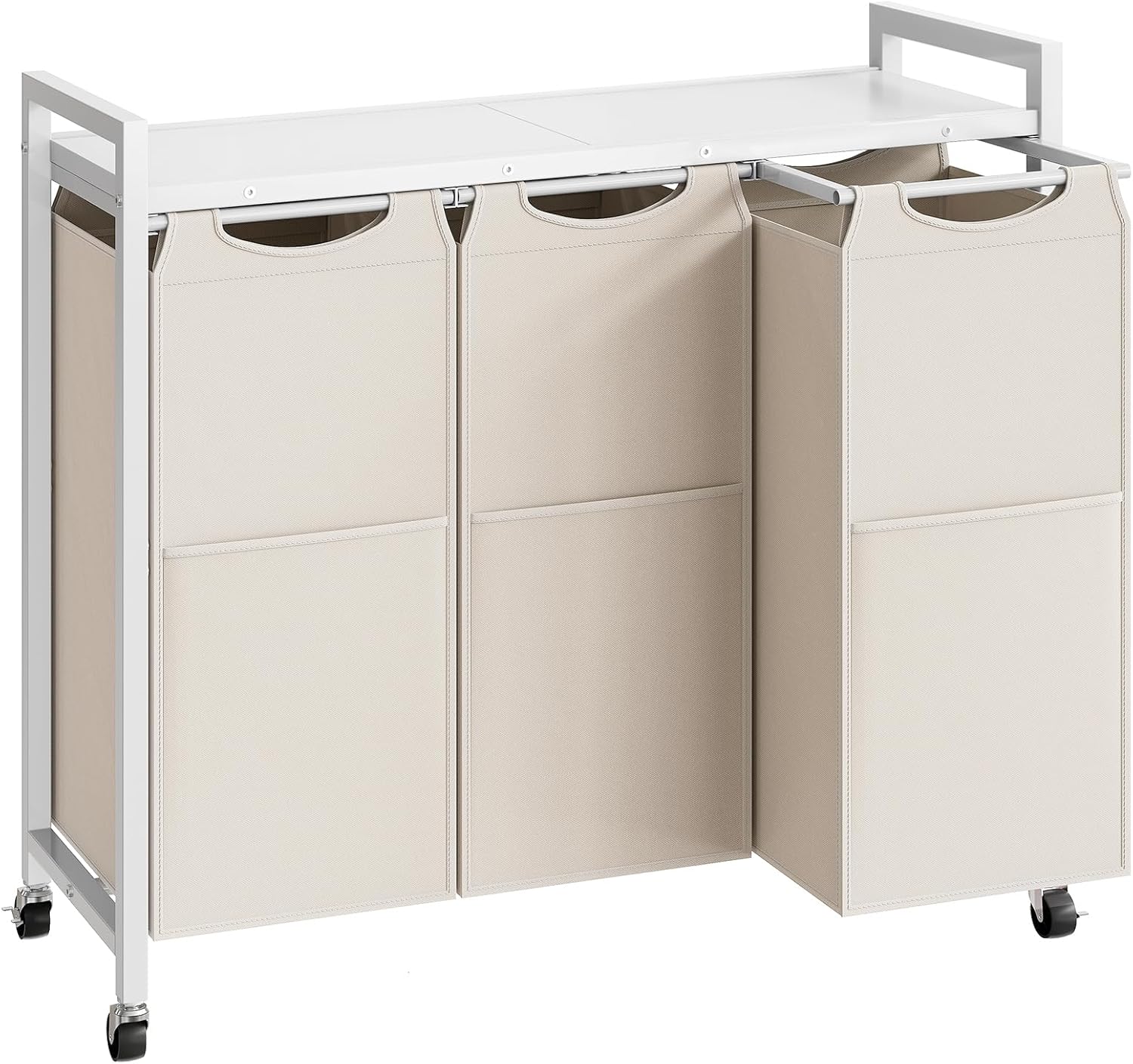 HOOBRO Laundry Sorter 3 Section, Laundry Hamper with Wheels, 3 × 11.5 Gal (43.4L), Rolling Laundry