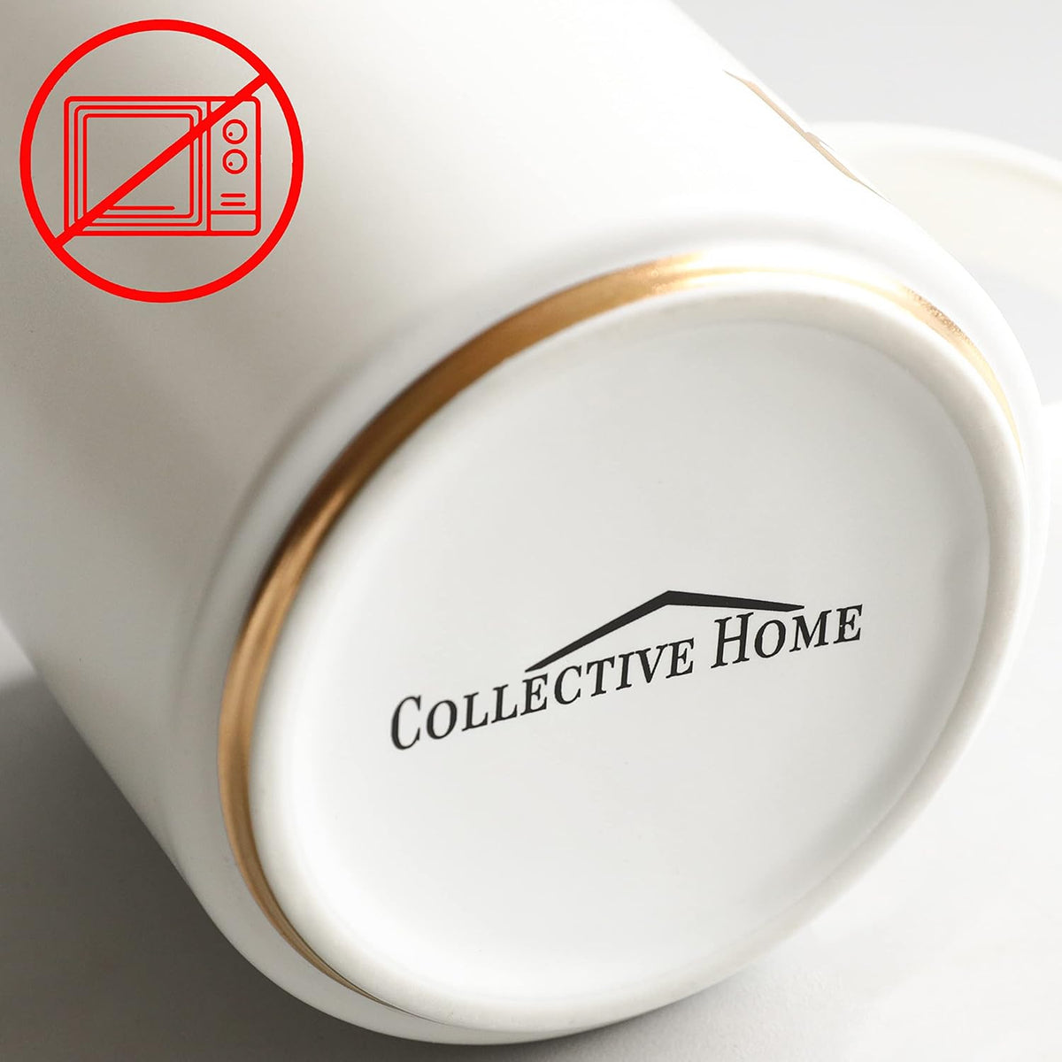 COLLECTIVE HOME - Monogram Ceramic Mugs, 15 oz Golden Initial Coffee Cups, Elegant Alphabet Tea