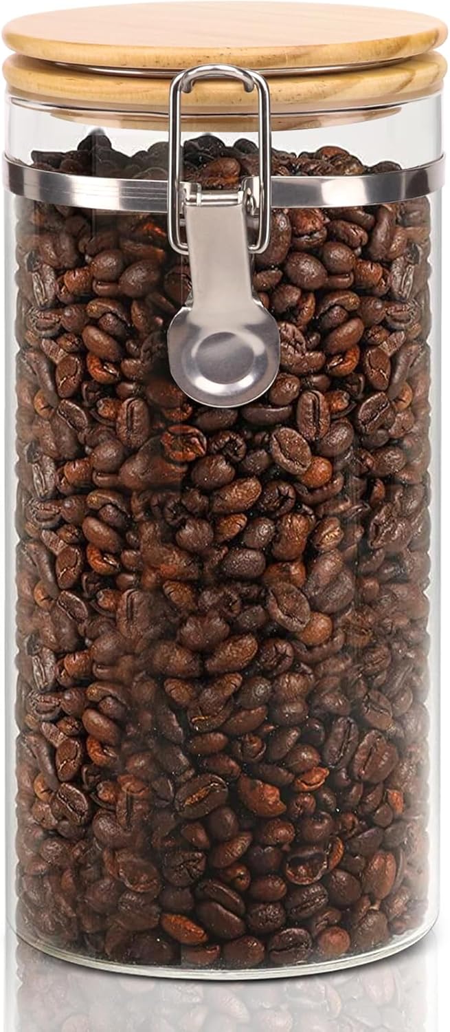 Glass Coffee Canister Coffee Containers for Ground Coffee Coffee Bean Storage Airtight Seal with